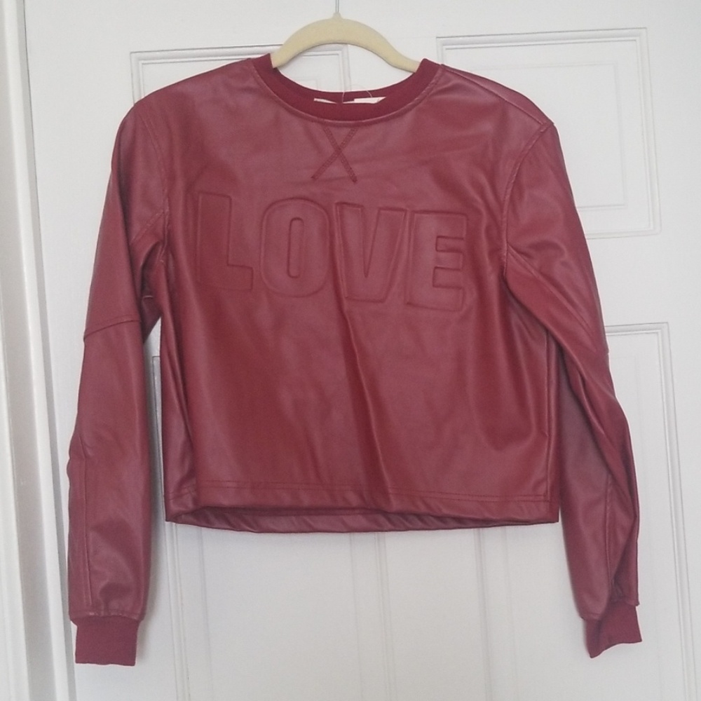 Red pleather top